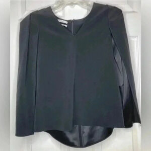 Woman CO Collection Spring 2018 Black V-Neck Cape Sleeve Blouse Shirt Sz XS EUC